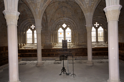 Columnas centrales de la sala capitular de Poblet
